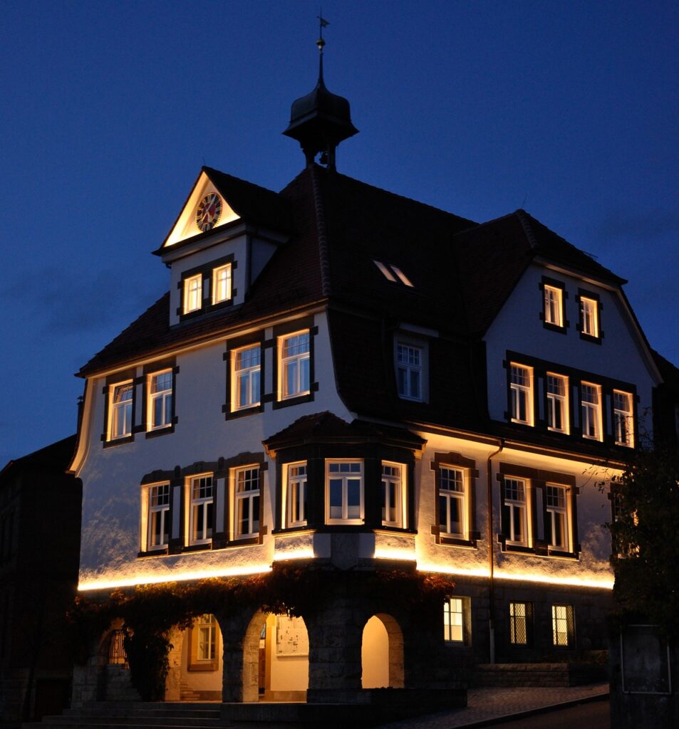 house, shelter, town, gerabronn, town hall, architecture, building